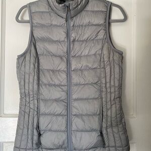 32 Degrees Gray Quilted Puffer Vest with Stand-Up Collar